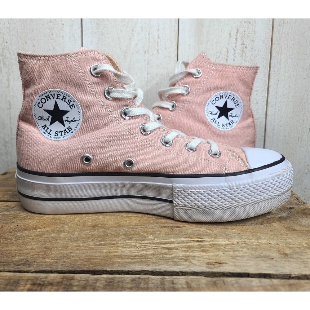 Converse Chuck Taylor PlatformsPink High Top Sneaker 8W soft girl coquette Y2k - Picture 6 of 11